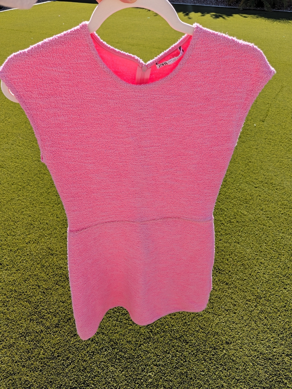 Zara Bright Pink Textured Dress Small